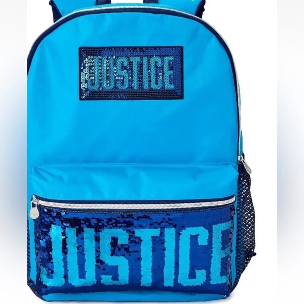 Justice Girl's J-Sport  Blue Sequins Backpack. NEW
